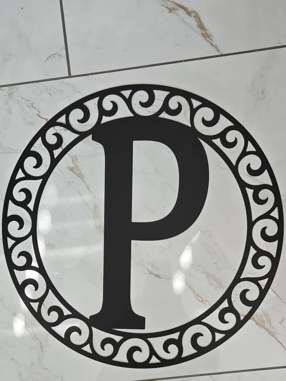 Black Decorative Monogram 'P' Wall Accent